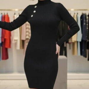 فستان قماش تريكو مصوف تقيل